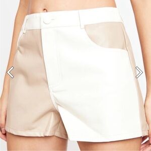 Le Lis Vegan Faux Leather Color Block Shorts Size M